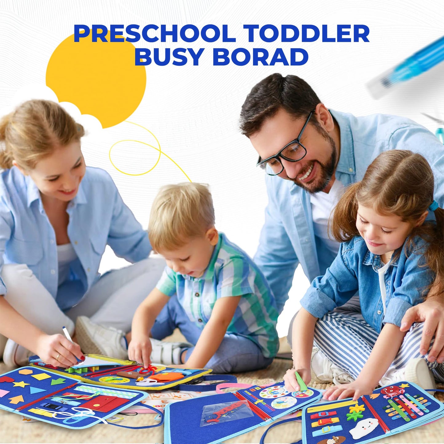 Tsarasi Montessori Busy Board for Toddlers, Sensory Creative Activity Toy for Fine Motor Skills Development, Educational Travel Companion for Boys & Girls, Rainbow Safari.