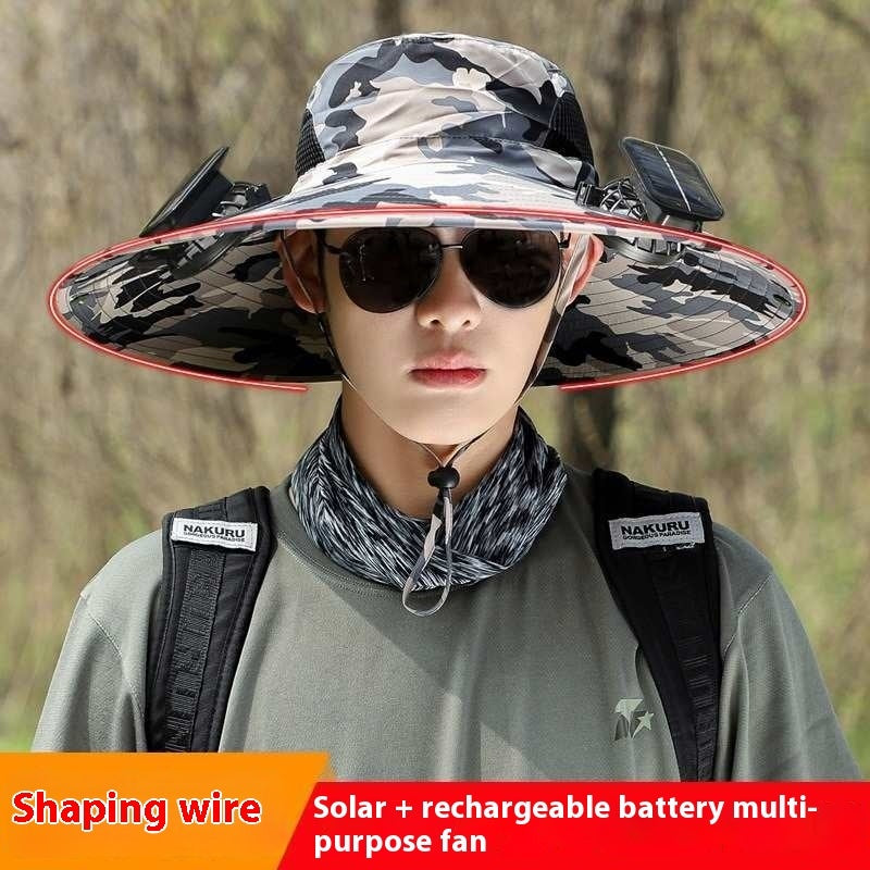"2025 Dual-Powered Solar Fan Hat – Rechargeable Outdoor Fishing Hat with Twin Fans, UV Sun Protection & Cooling Shade for Hiking, Camping & Work"