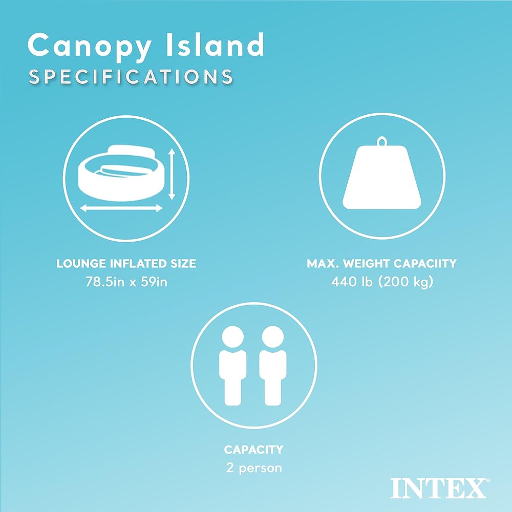 Luxury Inflatable Pool Lounge with Canopy – Cup Holders & Removable Sunshade, Ultimate Relaxation 440 lbs {58292Ep}