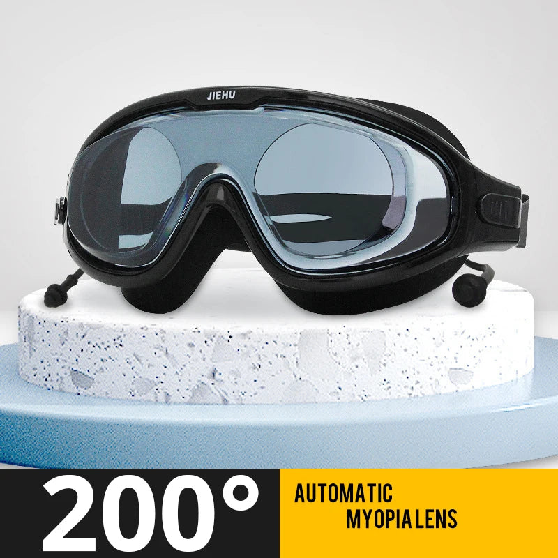 Adult male and female professional swimming goggles with nose clip earplugs plating waterproof anti-fog myopia goggles