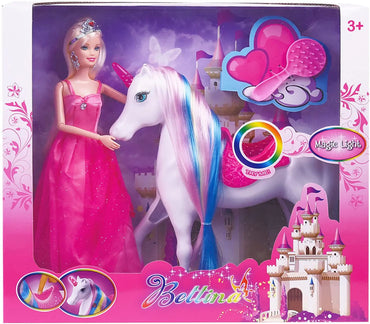 Magic Light Unicorn and Princess Dolls Unicorn Horse Toys for Girls/Boys Unicorn Doll Toys Playset Best Gifts for Christmas Birthday for Kids Aged 3 4 5 6 7 8+