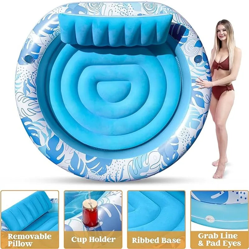 Round inflatable backrest floating row large water double cooling floating bed