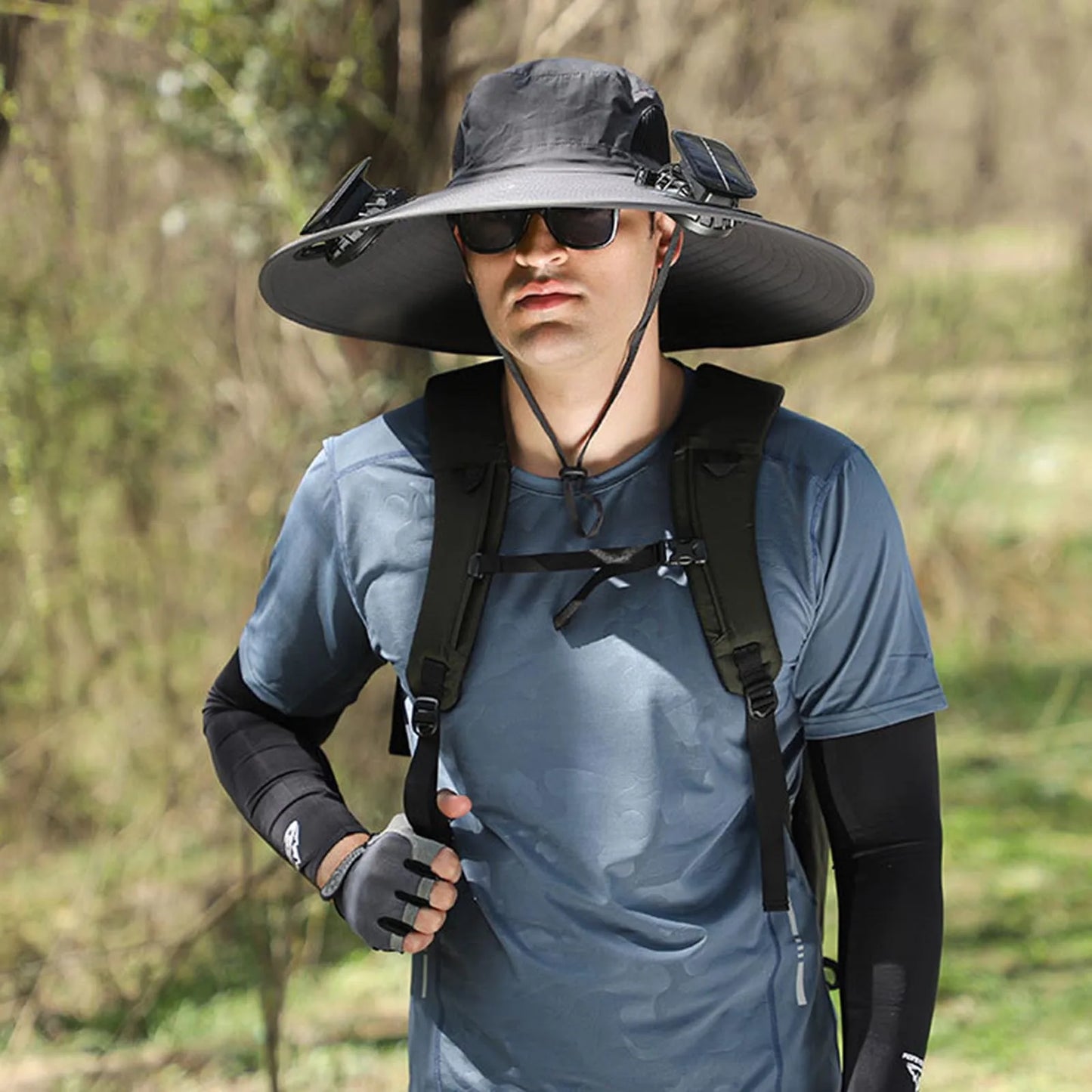 Solar Fan Hat For Men Summer Outdoor Working Fishing Sunshade Fisherman Hat Mens Solar Usb Charging Powered Visors Wide Brim Hat