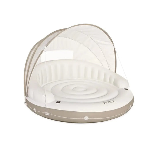 Luxury Inflatable Pool Lounge with Canopy – Cup Holders & Removable Sunshade, Ultimate Relaxation 440 lbs {58292Ep}