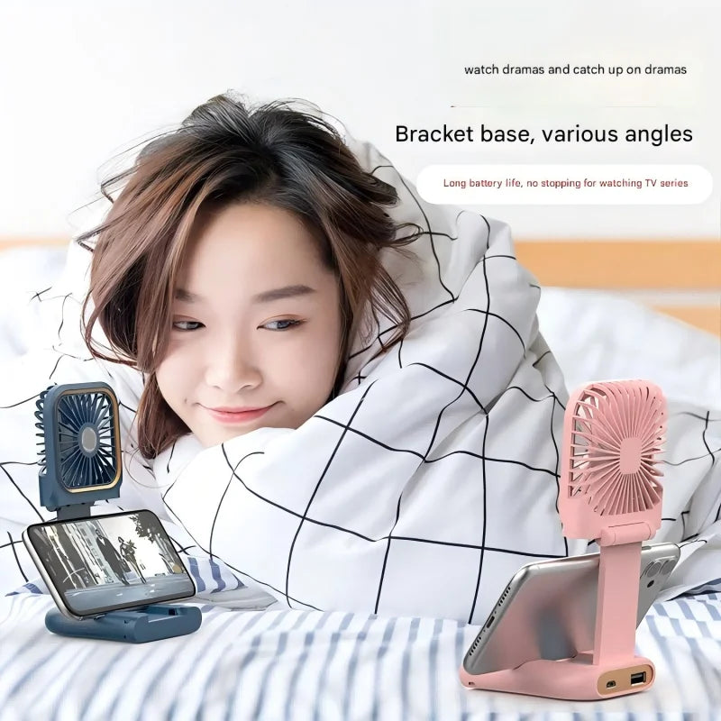 Portable Handheld Mini Fan With Digital Display, Ultra-Thin Folding Neck Fan, USB Rechargeable 3000mAh Battery, 180° Adjustable