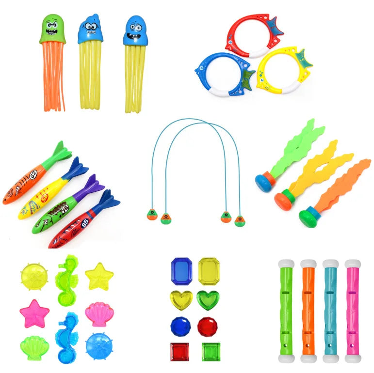 Diving Toys Set Swimming Pool Toys for Kids Diving Sticks Diving Rings Pirate Treasures Fish Toys Octopus Water Swim Bath Toys