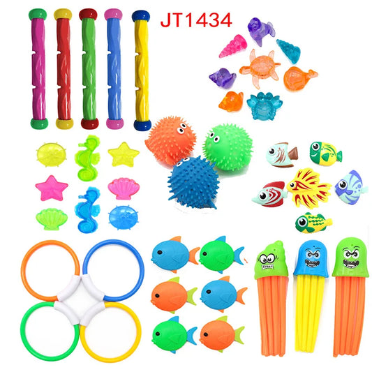 Diving Toys Set Swimming Pool Toys for Kids Diving Sticks Diving Rings Pirate Treasures Fish Toys Octopus Water Swim Bath Toys
