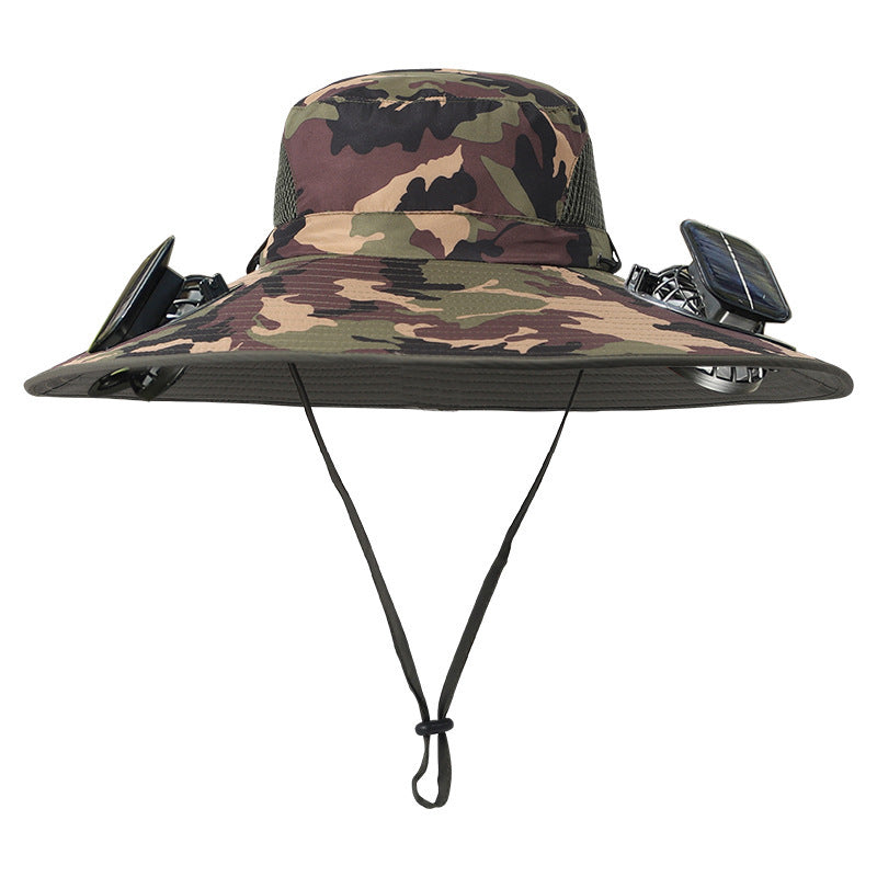 "2025 Dual-Powered Solar Fan Hat – Rechargeable Outdoor Fishing Hat with Twin Fans, UV Sun Protection & Cooling Shade for Hiking, Camping & Work"