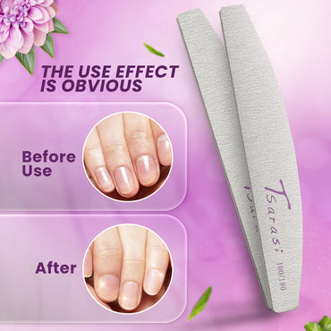 TSARASI 100 Pcs Double-Sided 100/180 Grit Emery Boards Nails Buffing File for Acrylic Nails & Professional use for Home and Salon