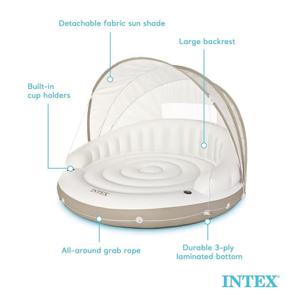 Luxury Inflatable Pool Lounge with Canopy – Cup Holders & Removable Sunshade, Ultimate Relaxation 440 lbs {58292Ep}