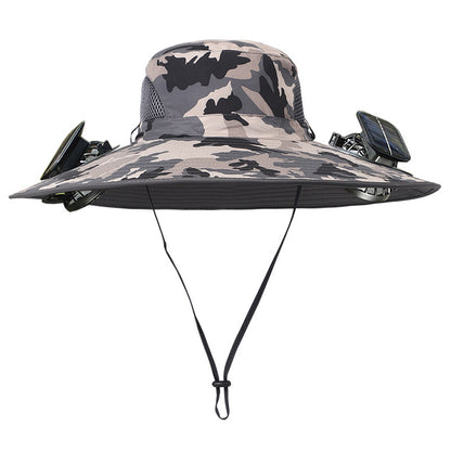 "2025 Dual-Powered Solar Fan Hat – Rechargeable Outdoor Fishing Hat with Twin Fans, UV Sun Protection & Cooling Shade for Hiking, Camping & Work"