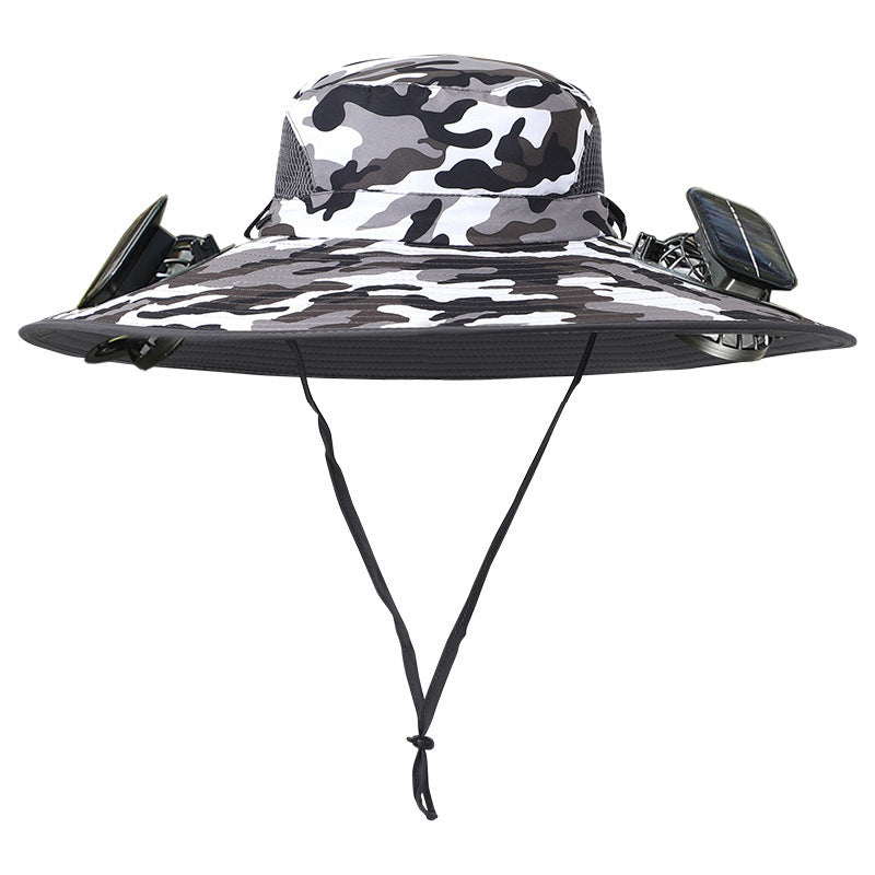 "2025 Dual-Powered Solar Fan Hat – Rechargeable Outdoor Fishing Hat with Twin Fans, UV Sun Protection & Cooling Shade for Hiking, Camping & Work"