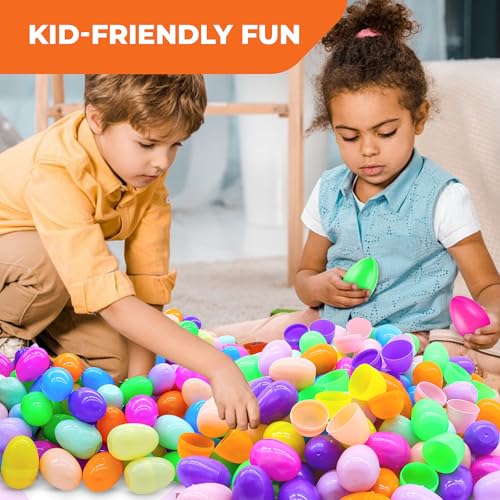 Tsarasi Premium Plastic Easter EggShell-50pcs Vibrant Solid Colors & Printed colorful Fillable Eggs,Ideal for Gift Surprises,Celebration Giveaways,School Rewards & Festive EggHunts