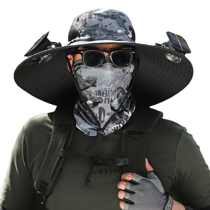 "2025 Dual-Powered Solar Fan Hat – Rechargeable Outdoor Fishing Hat with Twin Fans, UV Sun Protection & Cooling Shade for Hiking, Camping & Work"