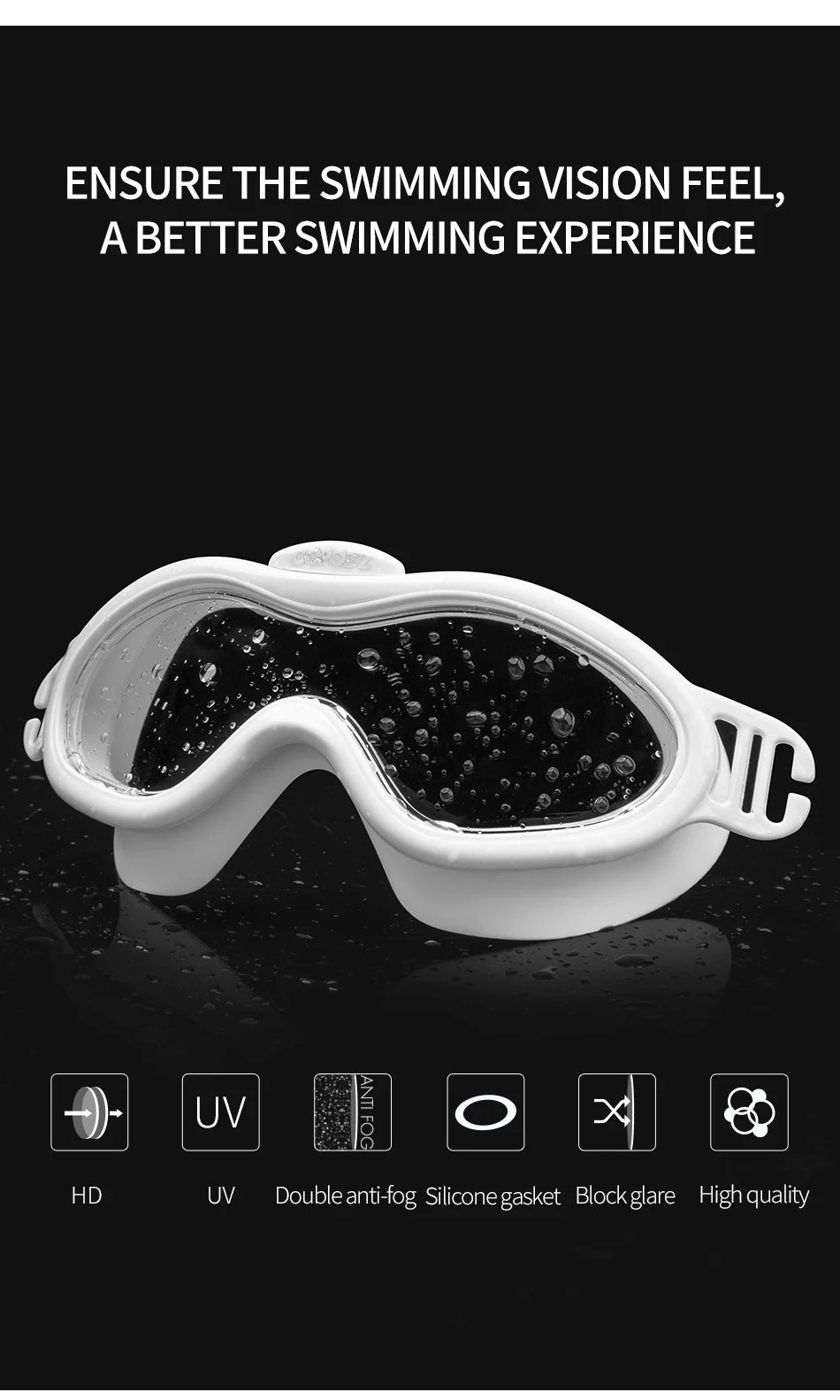Kids Swim Goggles Anti Fog Waterproof Children Teenagers Big Frame Swimming Eyewear Boy Girl One-piece Swim Glasses