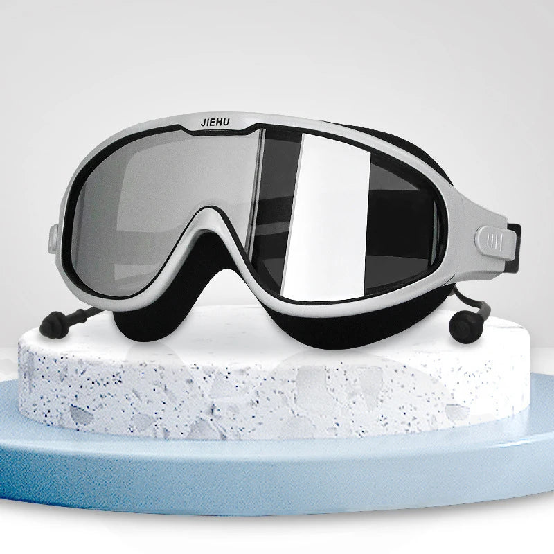 Adult male and female professional swimming goggles with nose clip earplugs plating waterproof anti-fog myopia goggles
