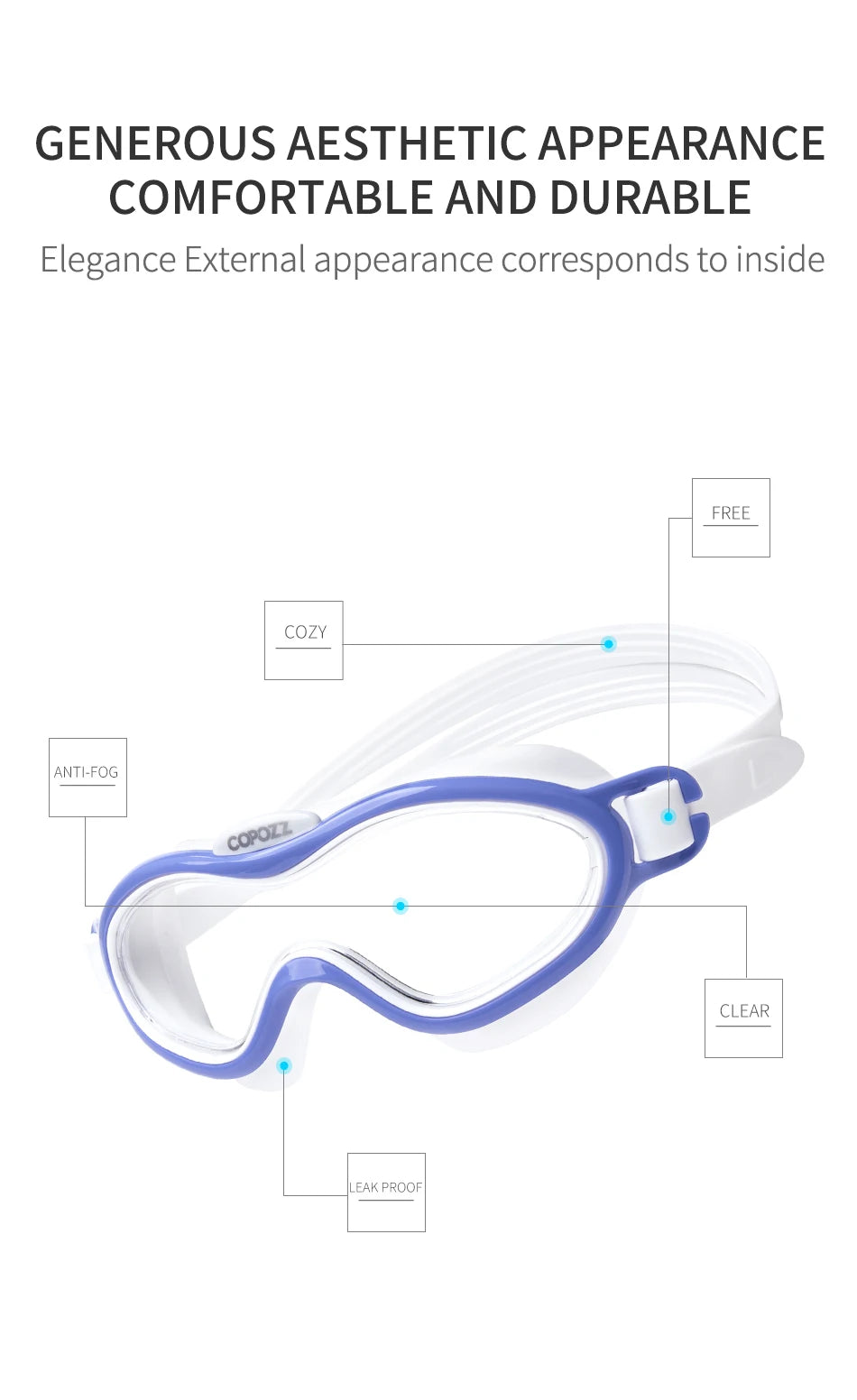 Kids Swim Goggles Anti Fog Waterproof Children Teenagers Big Frame Swimming Eyewear Boy Girl One-piece Swim Glasses