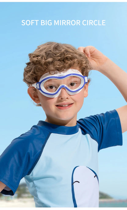 Kids Swim Goggles Anti Fog Waterproof Children Teenagers Big Frame Swimming Eyewear Boy Girl One-piece Swim Glasses