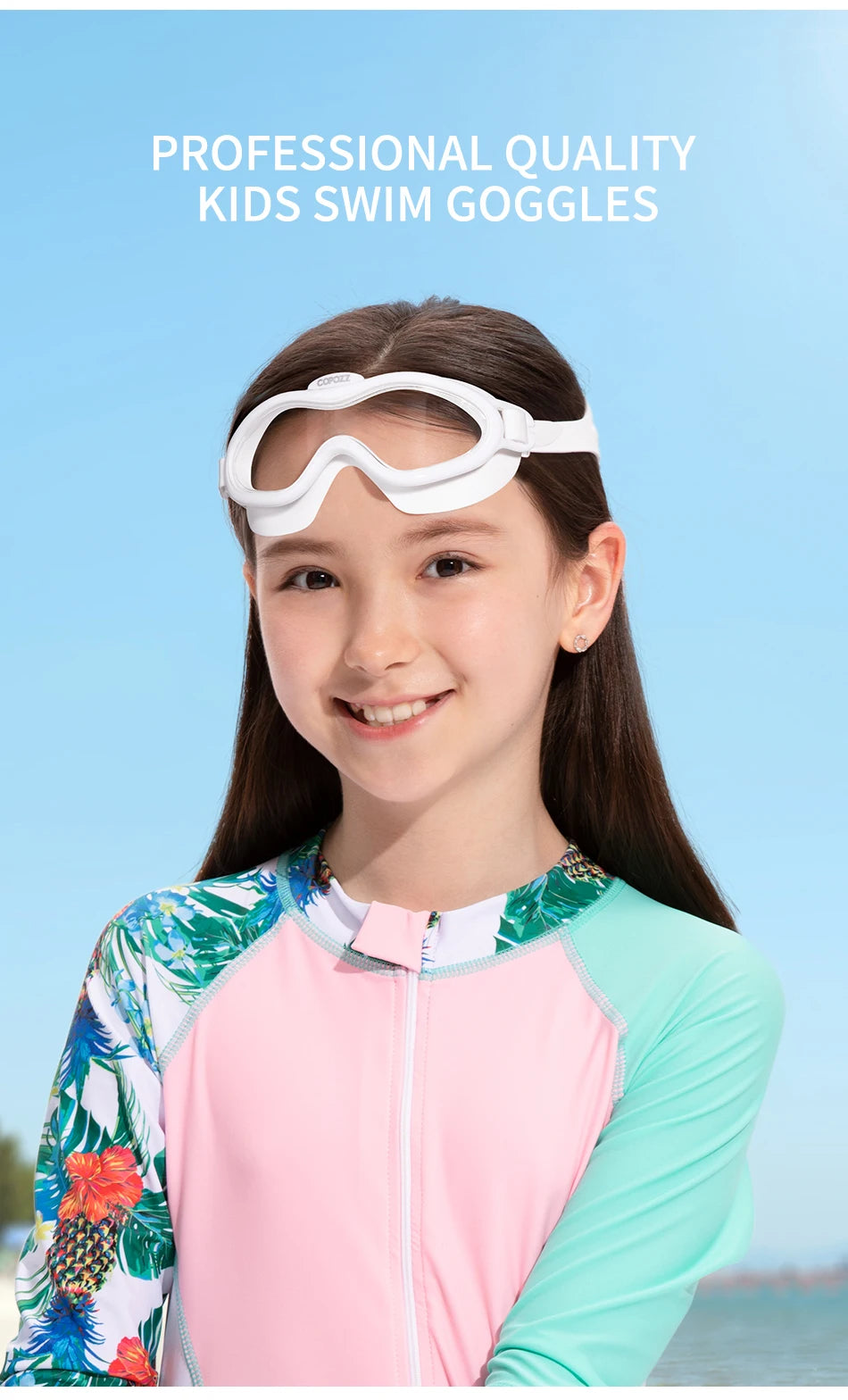 Kids Swim Goggles Anti Fog Waterproof Children Teenagers Big Frame Swimming Eyewear Boy Girl One-piece Swim Glasses