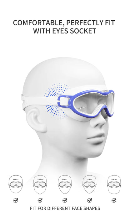 Kids Swim Goggles Anti Fog Waterproof Children Teenagers Big Frame Swimming Eyewear Boy Girl One-piece Swim Glasses