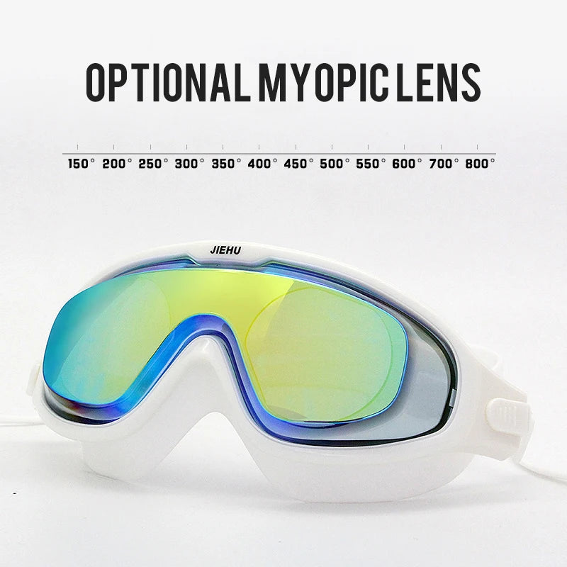 Adult male and female professional swimming goggles with nose clip earplugs plating waterproof anti-fog myopia goggles