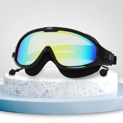 Adult male and female professional swimming goggles with nose clip earplugs plating waterproof anti-fog myopia goggles
