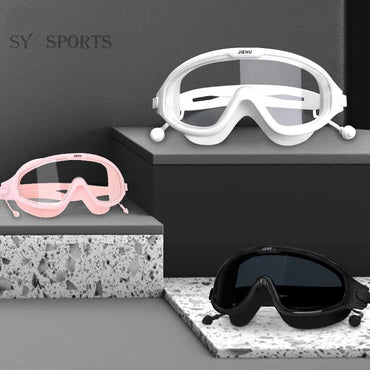 Adult male and female professional swimming goggles with nose clip earplugs plating waterproof anti-fog myopia goggles