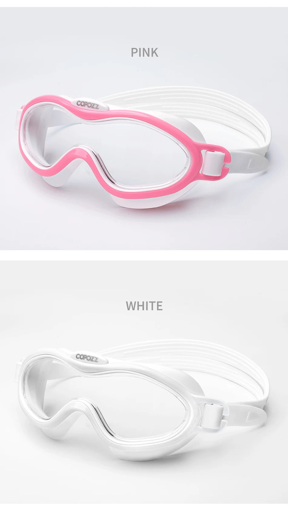 Kids Swim Goggles Anti Fog Waterproof Children Teenagers Big Frame Swimming Eyewear Boy Girl One-piece Swim Glasses