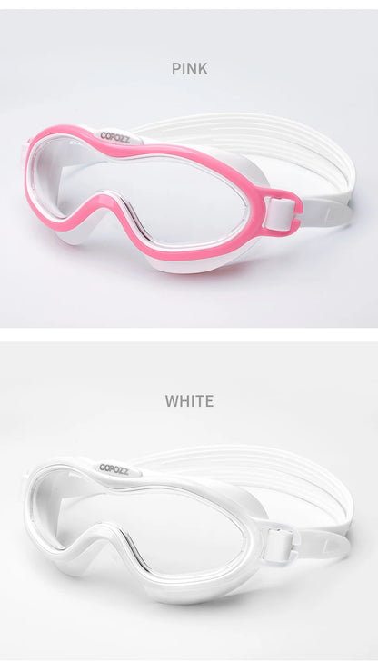 Kids Swim Goggles Anti Fog Waterproof Children Teenagers Big Frame Swimming Eyewear Boy Girl One-piece Swim Glasses