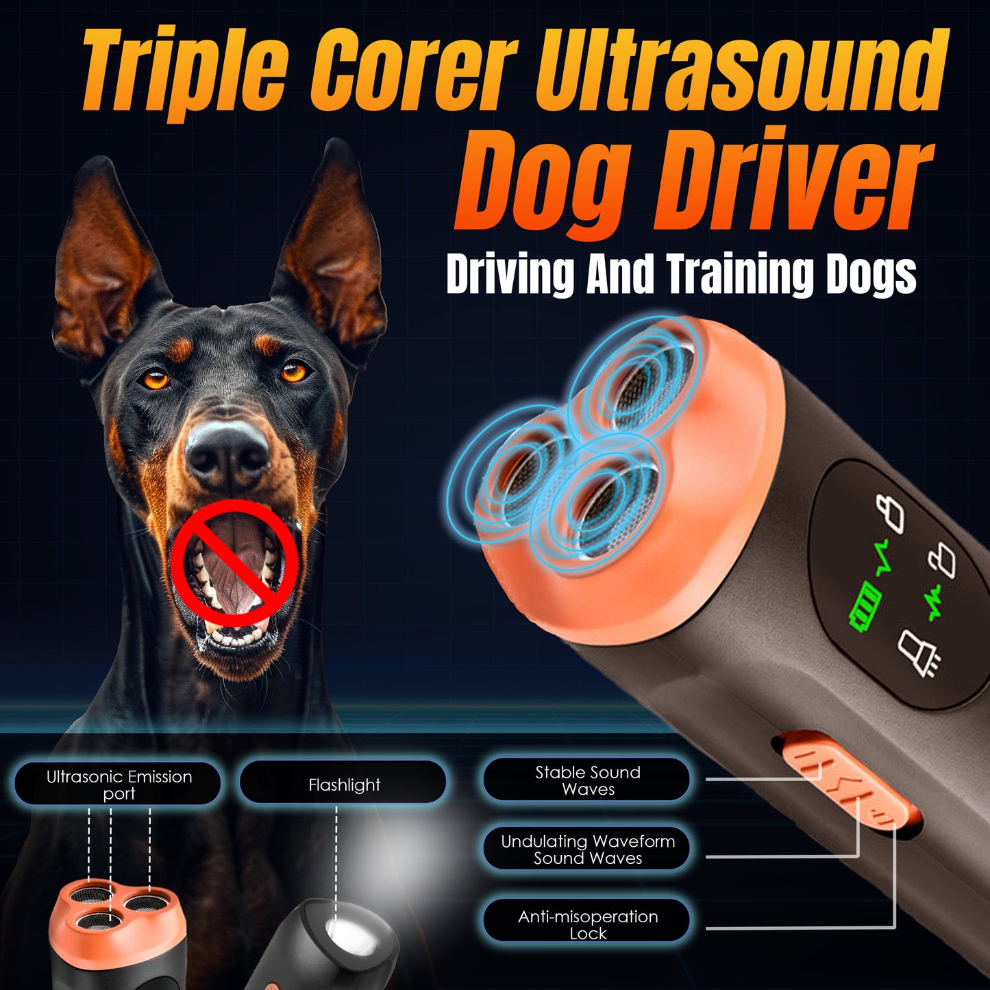 Tsarasi Stop Dog Barking with Ultrasonic Deterrent Safe, Humane, Rechargeable Bark Control Device for Indoor & Outdoor Behavior Correction, Compact & Easy to Use