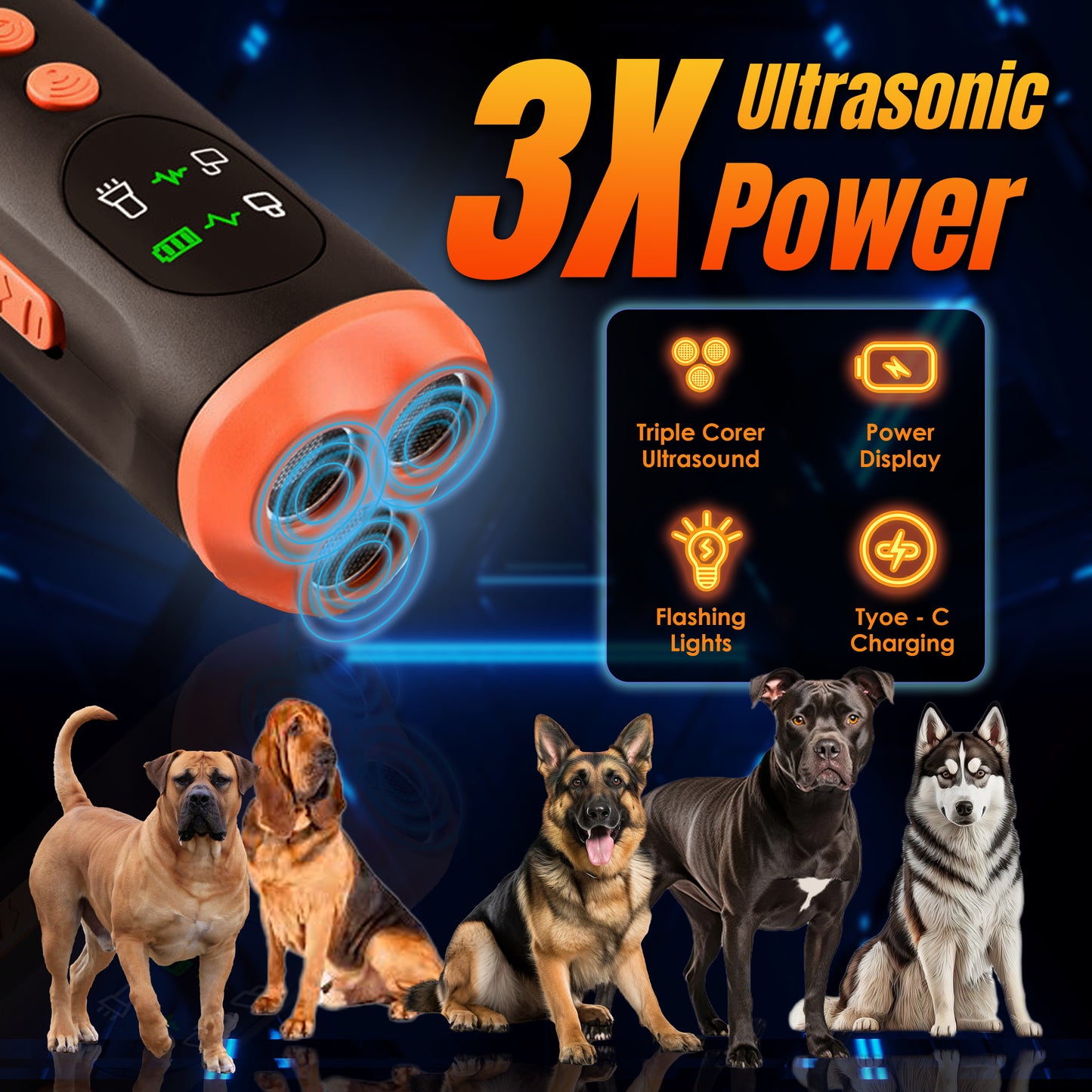Tsarasi Stop Dog Barking with Ultrasonic Deterrent Safe, Humane, Rechargeable Bark Control Device for Indoor & Outdoor Behavior Correction, Compact & Easy to Use
