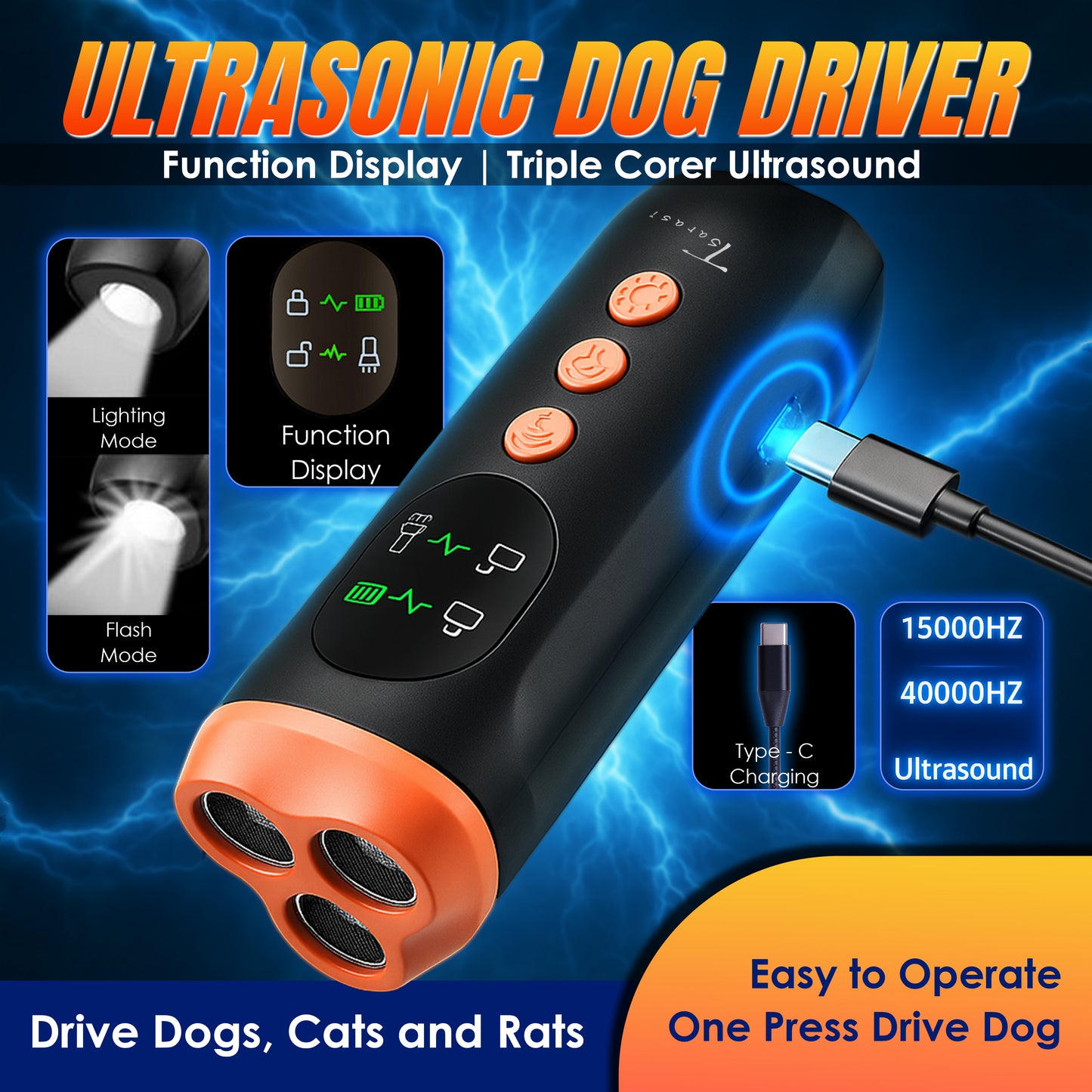 Tsarasi Stop Dog Barking with Ultrasonic Deterrent Safe, Humane, Rechargeable Bark Control Device for Indoor & Outdoor Behavior Correction, Compact & Easy to Use