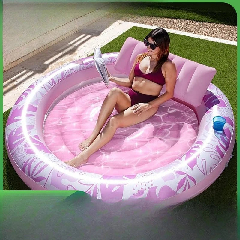 Round inflatable backrest floating row large water double cooling floating bed