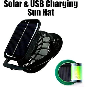 Adjustable Wide Brim Solar Fan Hat for Men And Women UPF 50+ Sun Protection Dual Power USB/ Solar Outdoor Beach Fishing Cap