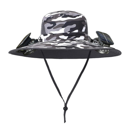 Solar Fan Hat For Men Summer Outdoor Working Fishing Sunshade Fisherman Hat Mens Solar Usb Charging Powered Visors Wide Brim Hat