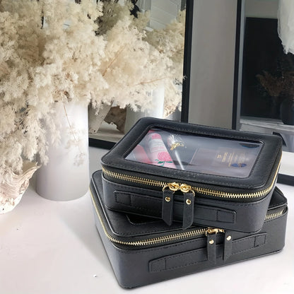 Large Clear View Toiletry Bag - Spacious Makeup and Cosmetic  with Crystal-Clear Window, Ultimate Travel Organizer for Accessori