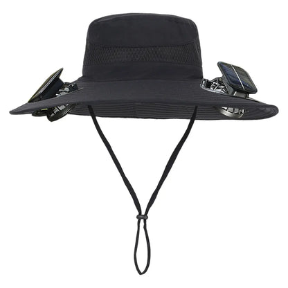 Anti-UV 2 Fans Hat Solar Charging &Air Cooling Fan Sun Hat Wide Brim Bucket Hat For Fisherman 2025 Men Hat Summer Cooler Sun Cap