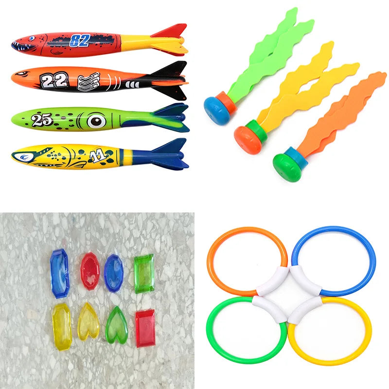 Diving Toys Set Swimming Pool Toys for Kids Diving Sticks Diving Rings Pirate Treasures Fish Toys Octopus Water Swim Bath Toys