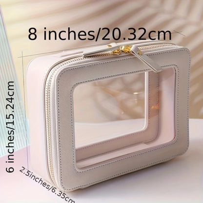 Large Clear View Toiletry Bag - Spacious Makeup and Cosmetic  with Crystal-Clear Window, Ultimate Travel Organizer for Accessori