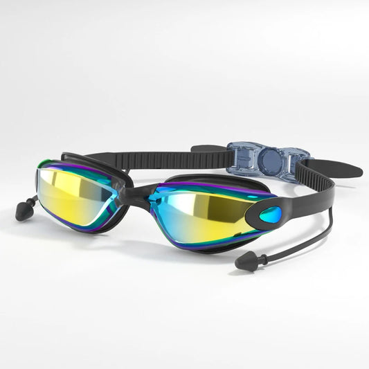 Swimming Goggles HD Anti-Fog UV Silicone Adjustable Glasses Adult Goggles Swimming Ear Plugs Professional Waterproof Glasse 18cm