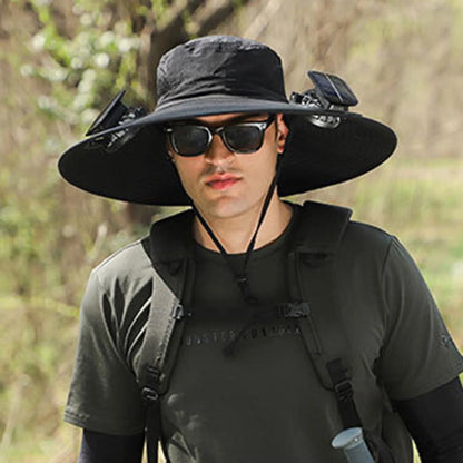 Solar Fan Hat For Men Summer Outdoor Working Fishing Sunshade Fisherman Hat Mens Solar Usb Charging Powered Visors Wide Brim Hat