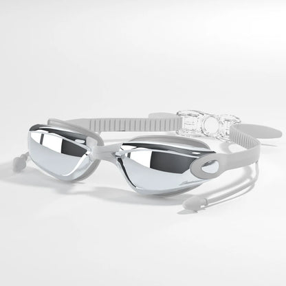 Swimming Goggles HD Anti-Fog UV Silicone Adjustable Glasses Adult Goggles Swimming Ear Plugs Professional Waterproof Glasse 18cm