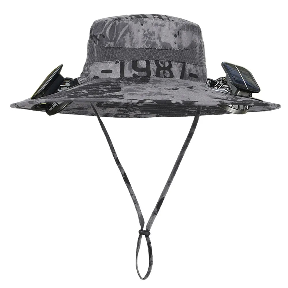 Anti-UV 2 Fans Hat Solar Charging &Air Cooling Fan Sun Hat Wide Brim Bucket Hat For Fisherman 2025 Men Hat Summer Cooler Sun Cap