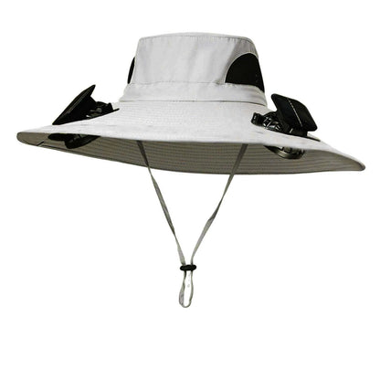 Solar Fan Hat For Men Summer Outdoor Working Fishing Sunshade Fisherman Hat Mens Solar Usb Charging Powered Visors Wide Brim Hat
