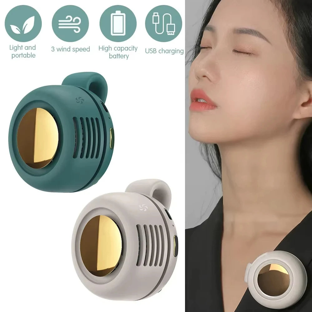Portable Fan Mini Handheld Rechargeable Bladeless Electric Fan Clip Waist Fan Suitable for Outdoor Ventilation Desktop Small Fan