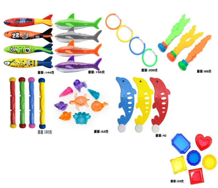 Diving Toys Set Swimming Pool Toys for Kids Diving Sticks Diving Rings Pirate Treasures Fish Toys Octopus Water Swim Bath Toys