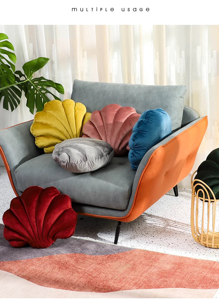 Dutch Velvet Shell Cushion Light Luxury INS Solid Color Pillow for Home Sofa with Skin-friendly and Waist-supporting Design