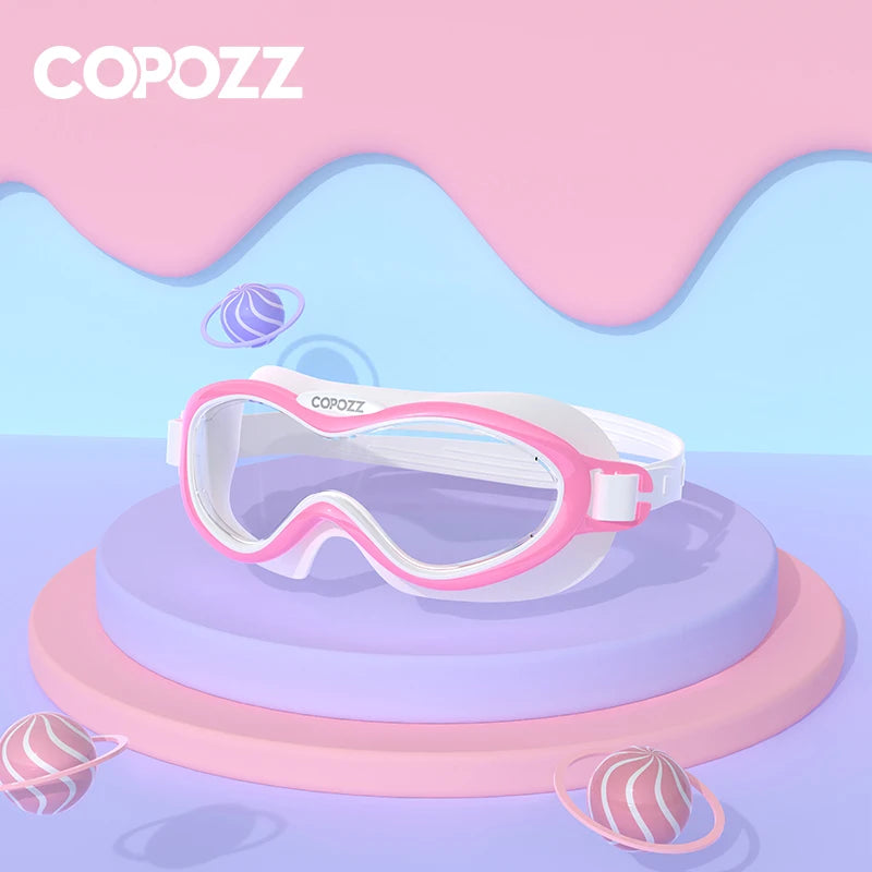 Kids Swim Goggles Anti Fog Waterproof Children Teenagers Big Frame Swimming Eyewear Boy Girl One-piece Swim Glasses