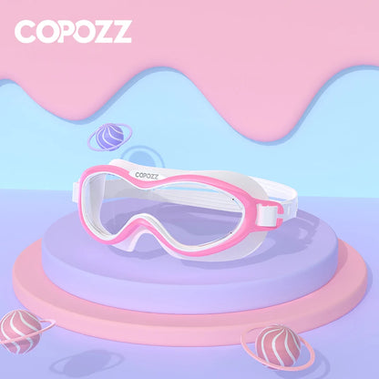 Kids Swim Goggles Anti Fog Waterproof Children Teenagers Big Frame Swimming Eyewear Boy Girl One-piece Swim Glasses
