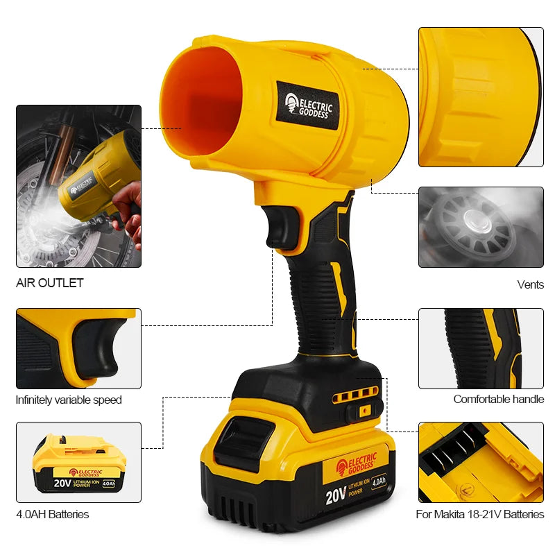 For Dewalt 20v Battery Brushless Turbo Blower Air Gun Cordless Blower Battery Set Dust Blowing Tool Clean Computer Clean Car